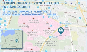 II ODDZIAŁ ONKOLOGII KLINICZNEJ Z PODODDZIAŁEM KARDIOONKOLOGII - CENTRUM ONKOLOGII ZIEMI LUBELSKIEJ IM. ŚW. JANA Z DUKLI - DRA KAZIMIERZA JACZEWSKIEGO 7, LUBLIN