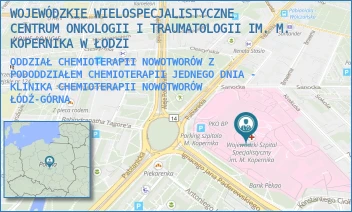 ODDZIAŁ CHEMIOTERAPII NOWOTWORÓW Z PODODDZIAŁEM CHEMIOTERAPII JEDNEGO DNIA - KLINIKA CHEMIOTERAPII NOWOTWORÓW - WOJEWÓDZKIE WIELOSPECJALISTYCZNE CENTRUM ONKOLOGII I TRAUMATOLOGII IM. M. KOPERNIKA W ŁODZI - UL. PABIANICKA 62,  ŁÓDŹ-GÓRNA