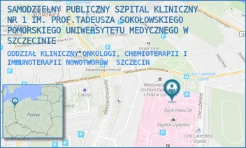 ODDZIAŁ KLINICZNY ONKOLOGI, CHEMIOTERAPII I IMMUNOTERAPII NOWOTWORÓW - UNIWERSYTECKI SZPITAL KLINICZNY NR 1 IM. PROF. TADEUSZA SOKOŁOWSKIEGO PUM W SZCZECINIE - UNII LUBELSKIEJ 1,  SZCZECIN